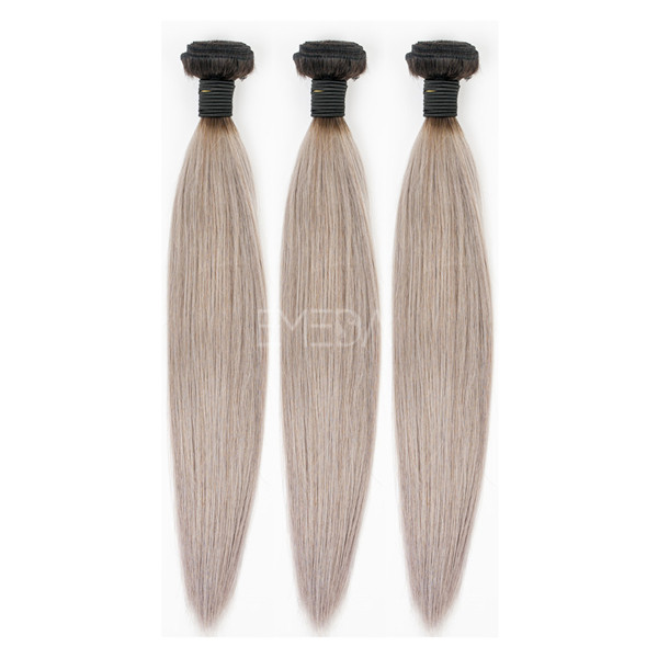 Stock 7A 100% Indian gray hair extensions YJ180